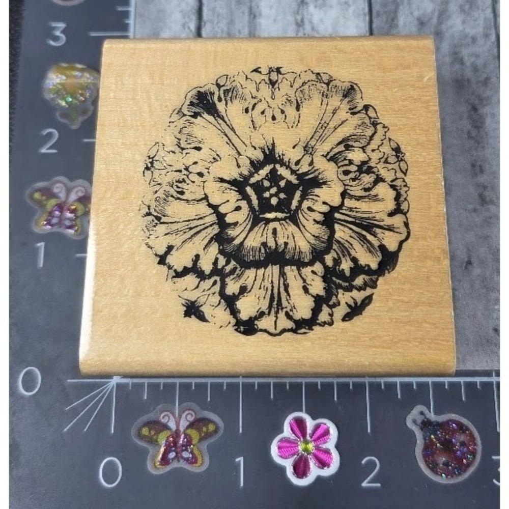 Anita's Garden Flower Detailed Rubber Stamp Wood #F29